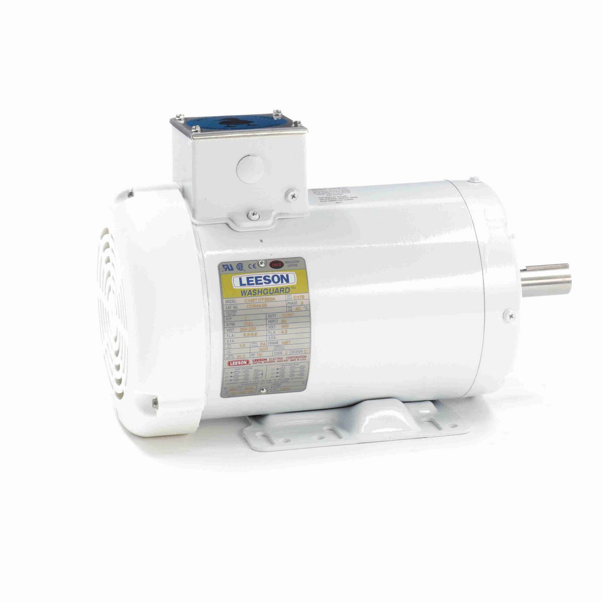 LEESON Feather Picker Motor, 3 HP, 3 Ph, 60 Hz, 230/460 V, 1800 RPM, 145TZ Frame, TEFC - 121944.00