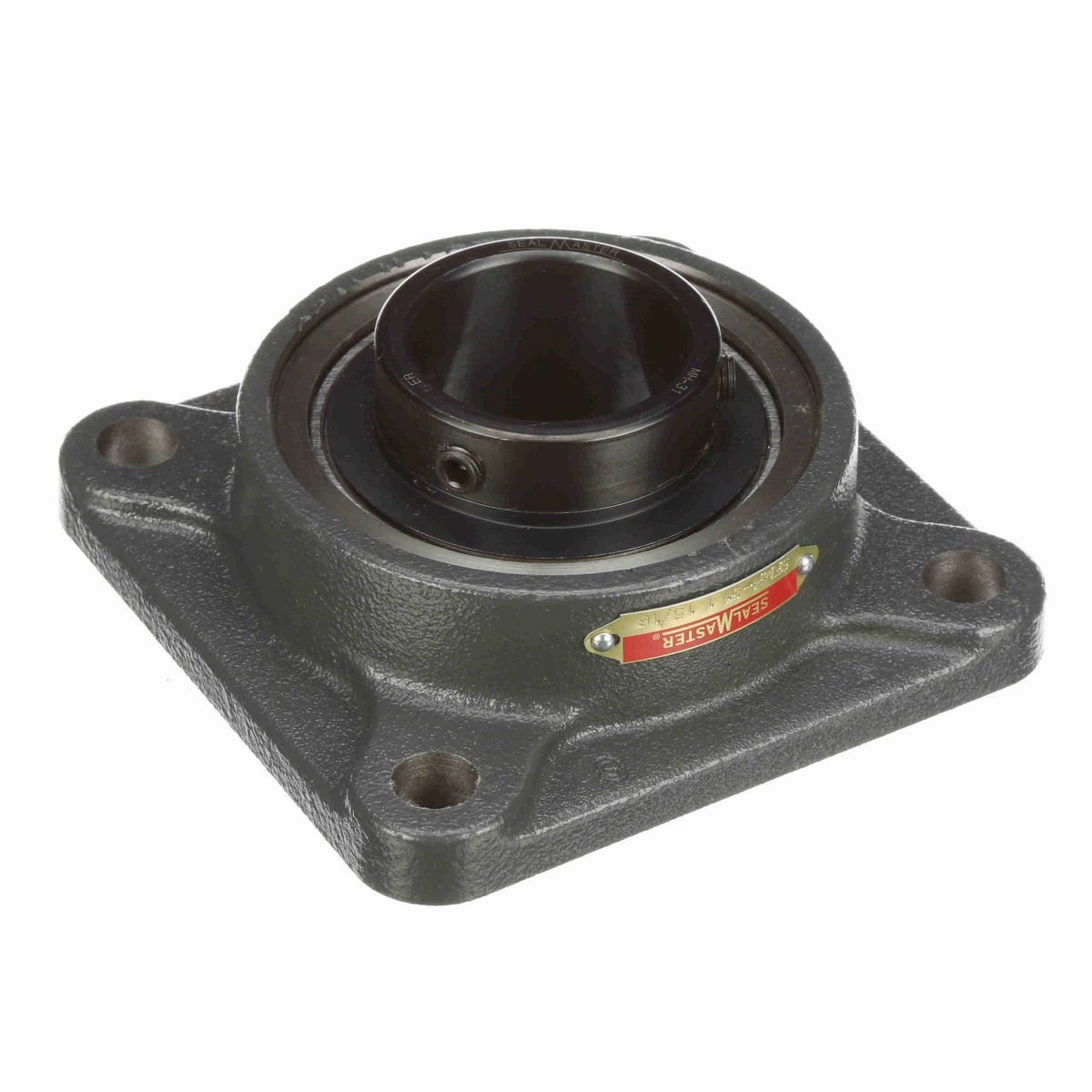 Sealmaster Mounted Cast Iron Four Bolt Flange Ball Bearing - 52100 Bearing Steel, Black Oxided - Setscrew Lock - SFMH-31