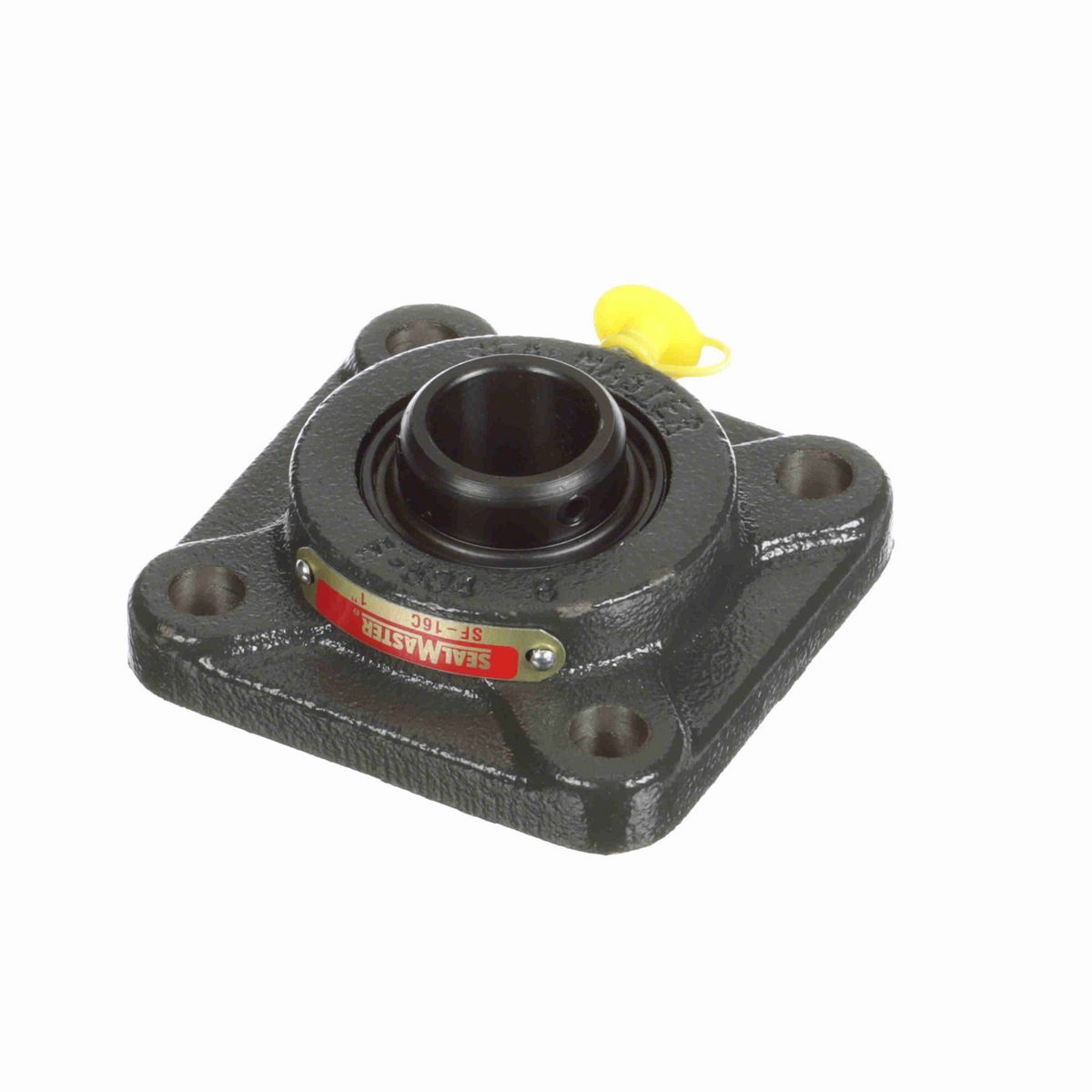 Sealmaster Mounted Cast Iron Four Bolt Flange Ball Bearing - 52100 Bearing Steel, Black Oxided - Setscrew Lock - SF-16C