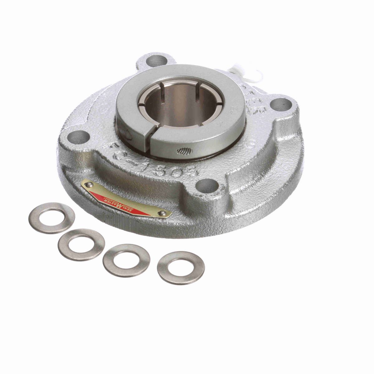 Sealmaster Mounted Flouropolymer Coated Cast Iron Flange Cartridge Ball Bearing - 52100 Bearing Steel, Phosphorus Nickel Coated - Concentric Lock - Corrosion Resistant - CRFCF-PN207T