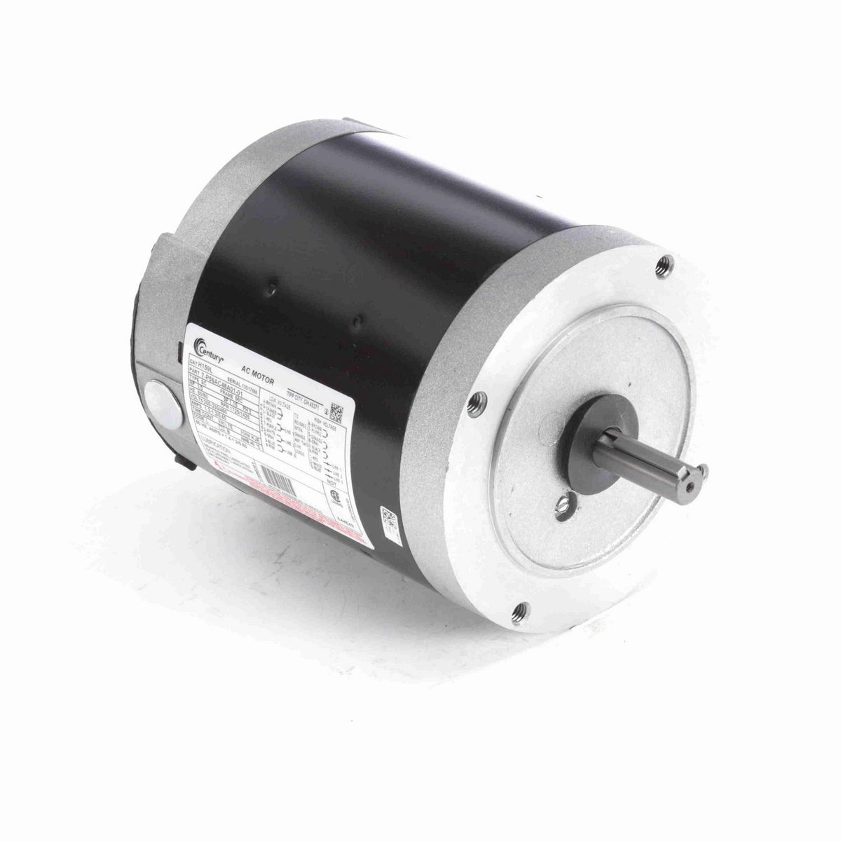 Century General Purpose Motor, 1/3 HP, 3 Ph, 60 Hz, 200-230/460 V, 1800 RPM, 56C Frame, TENV - H159L