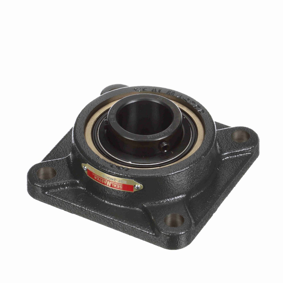 Sealmaster Mounted Cast Iron Four Bolt Flange Ball Bearing - 52100 Bearing Steel, Black Oxided - Setscrew Lock - High Temperature - ESF-24 GCS