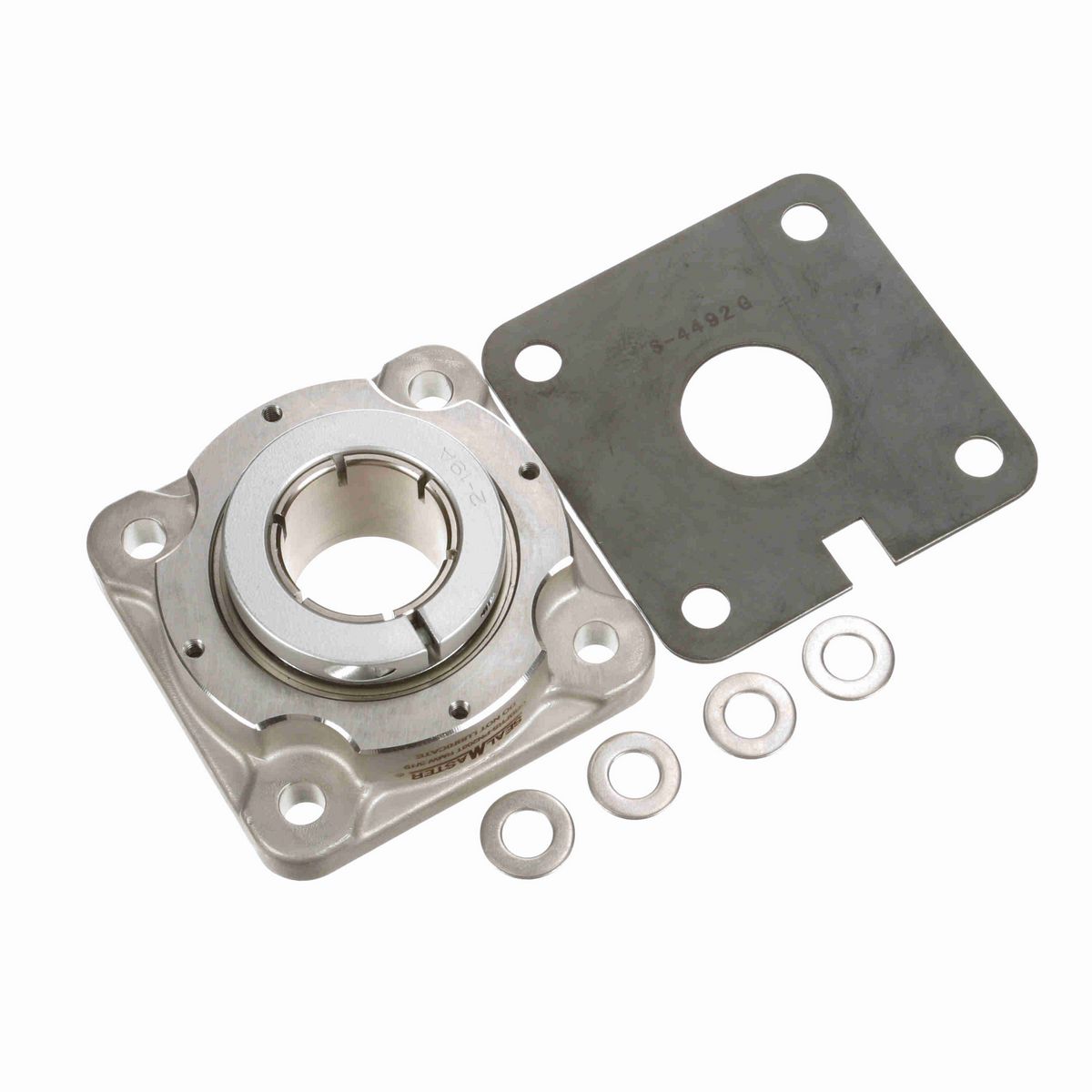 Sealmaster Mounted Stainless Steel Four Bolt Flange Ball Bearing - 52100 Bearing Steel, Phosphorus Nickel Coated - Concentric Lock - Corrosion Resistant - Reduced Maintenance - Lubed for Life - CRBFRS-PN208T RMW