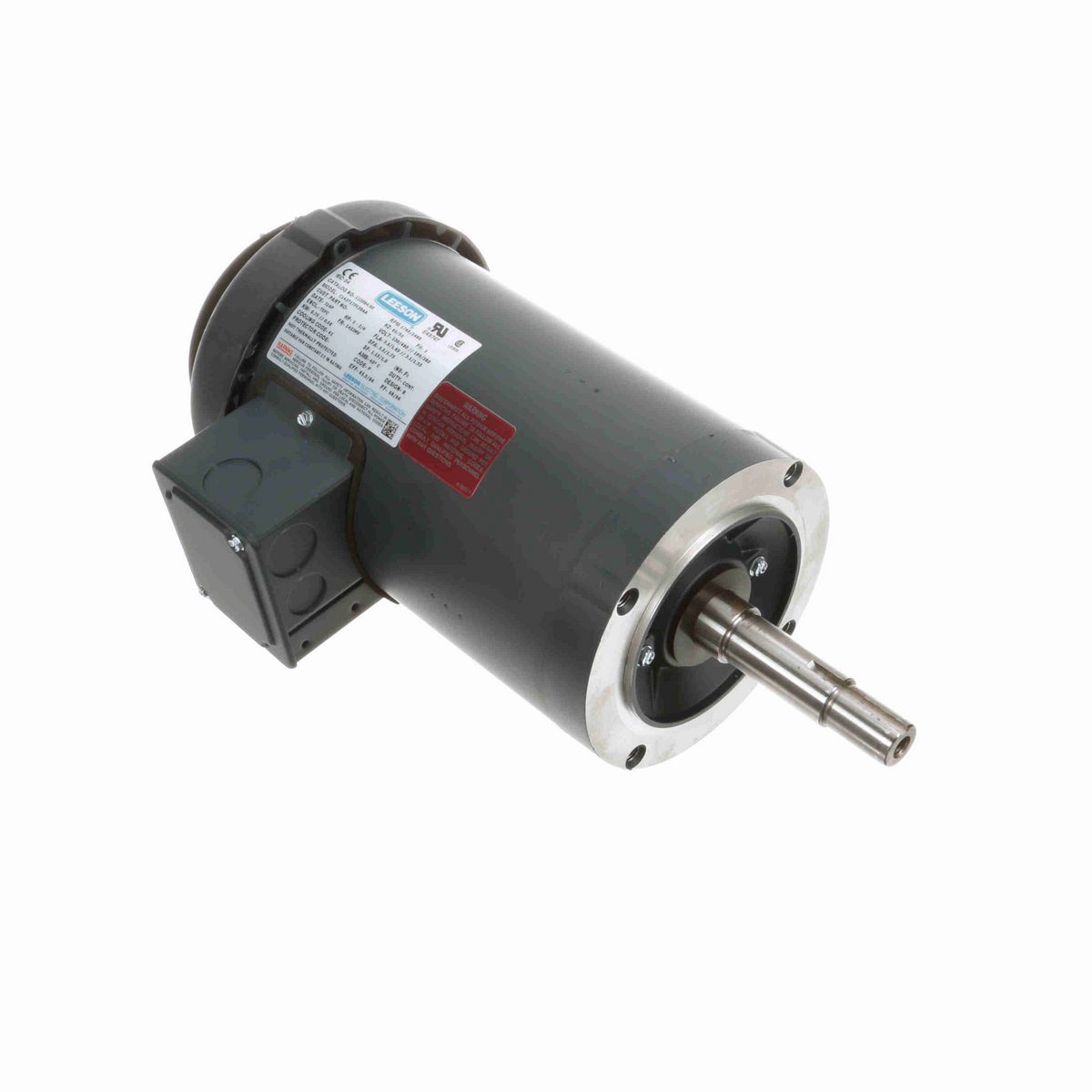 LEESON Close-Coupled Pump Motor, 1 & 0.75 HP, 3 Ph, 60 & 50 Hz, 230/460 & 190/380 V, 1800 & 1500 RPM, 143JMV Frame, TEFC - 122084.00