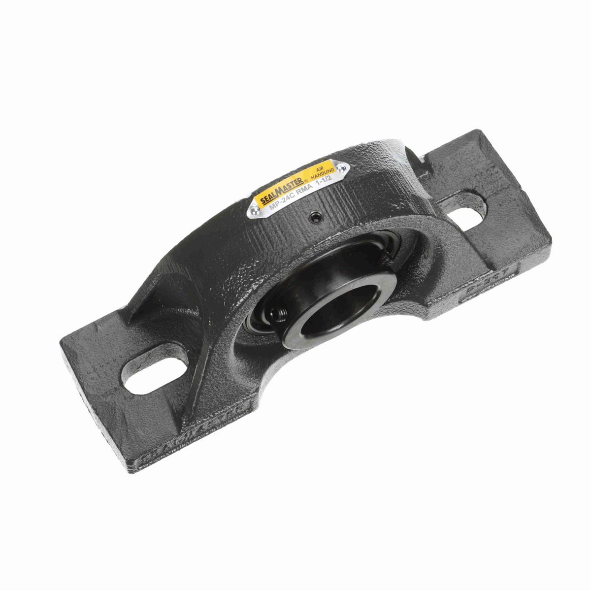 Sealmaster Mounted Cast Iron Two Bolt Pillow Block Ball Bearing - 52100 Bearing Steel, Black Oxided - Setscrew Lock - Reduced Maintenance - Lubed for Life - Air Handling - MP-24C RMA