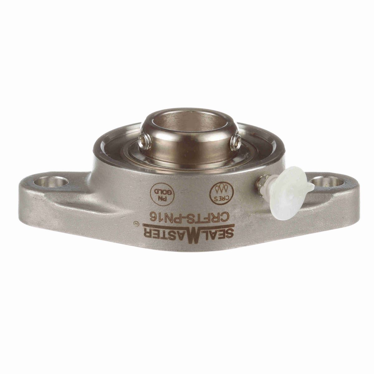 Sealmaster Mounted Stainless Steel Two Bolt Flange Ball Bearing - 52100 Bearing Steel, Phosphorus Nickel Coated - Setscrew Lock - Corrosion Resistant - CRFTS-PN16