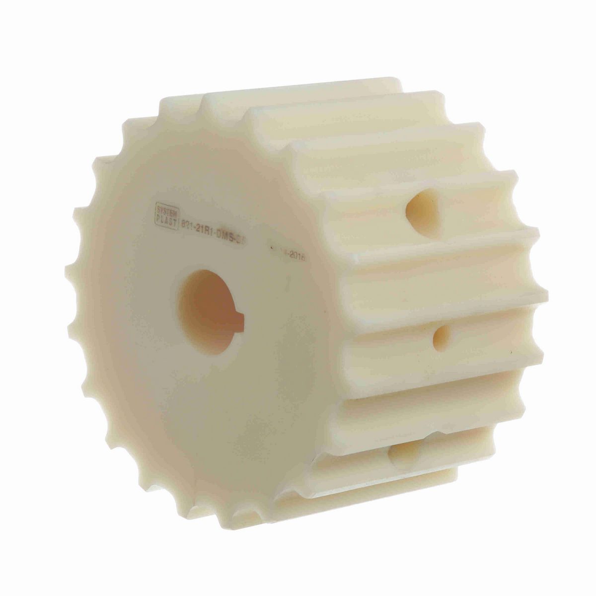 System Plast 800 Series Split Machined Sprocket with 21 Teeth, a 1-1/4in Round Shaft-Ready Bore and Setscrew - 800-21R1-DMS-SS