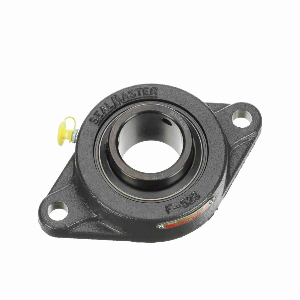 Sealmaster Mounted Cast Iron Two Bolt Flange Ball Bearing - 52100 Bearing Steel, Black Oxided - Setscrew Lock - SFT-30