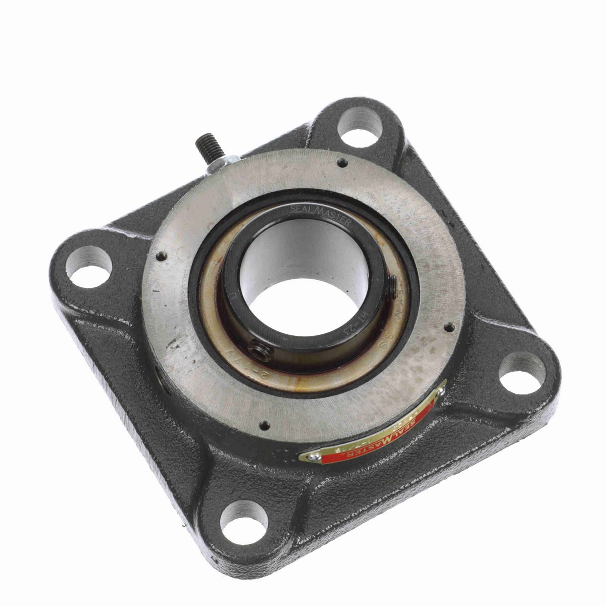 Sealmaster Mounted Cast Iron Four Bolt Flange Ball Bearing - 52100 Bearing Steel, Black Oxided - Setscrew Lock - HF-23