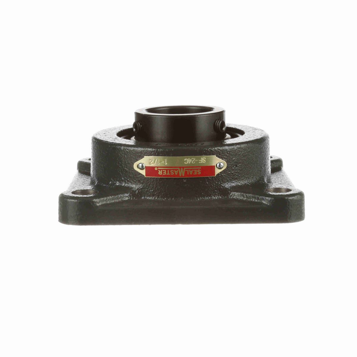 Sealmaster Mounted Cast Iron Four Bolt Flange Ball Bearing - 52100 Bearing Steel, Black Oxided - Setscrew Lock - SF-24C