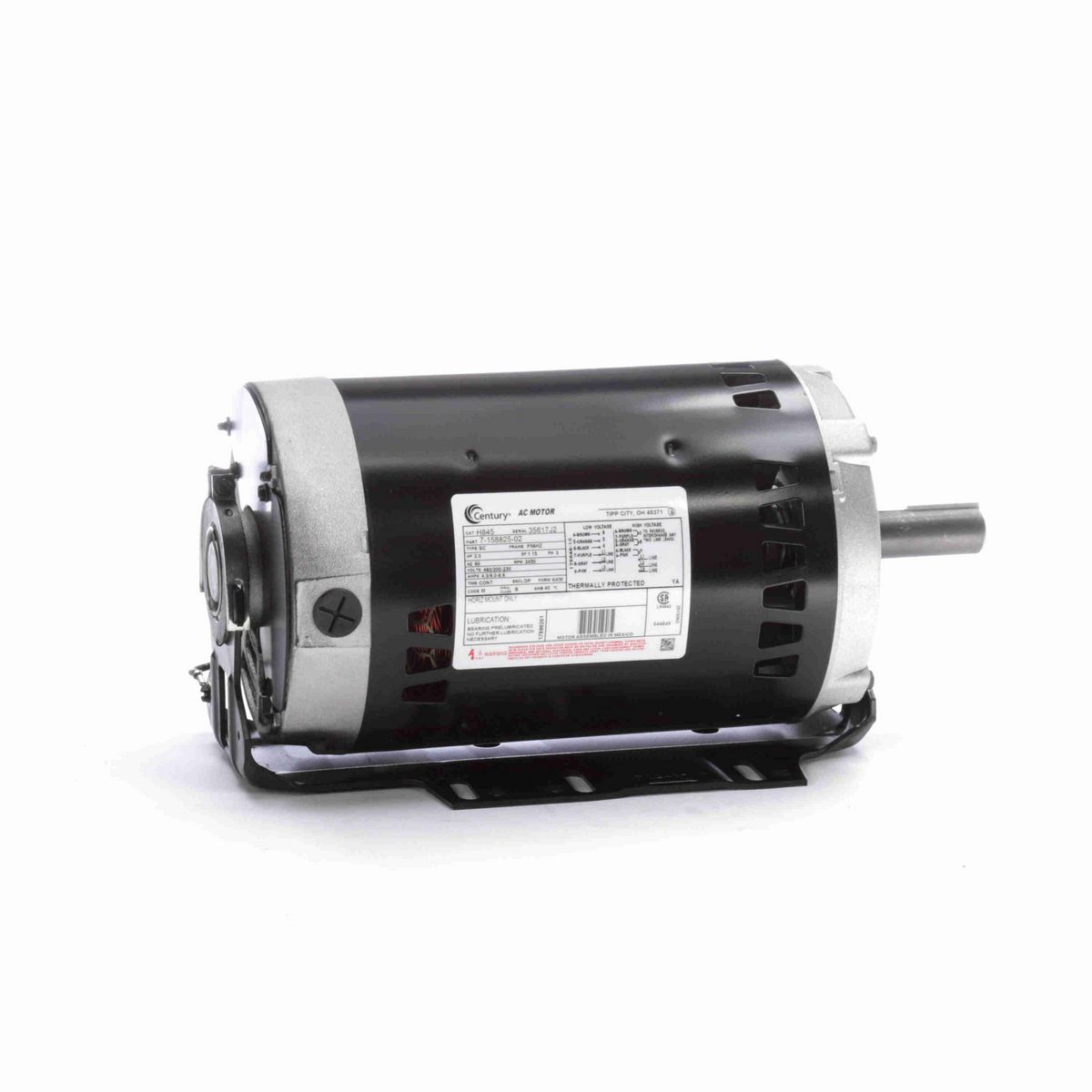 Century Fan and Blower Motor, 3.0 HP, 3 Ph, 60 Hz, 460/200-230 V, 3600 RPM, P56HZ Frame, DP - H845