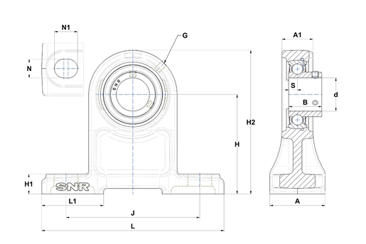 Фланцевый подшипниковый узел SNR USPH202-10T20