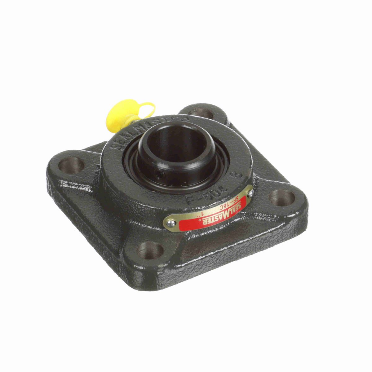 Sealmaster Mounted Cast Iron Four Bolt Flange Ball Bearing - 52100 Bearing Steel, Black Oxided - Setscrew Lock - SF-16C