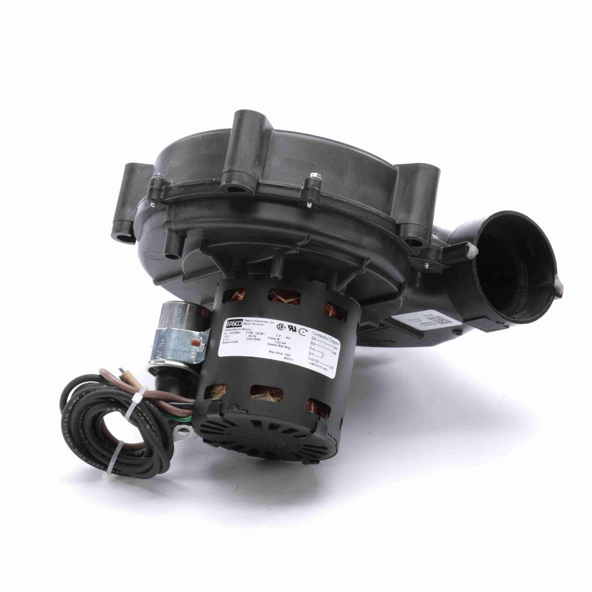 FASCO Round Outlet Permanent Split Capacitor OEM Replacement Draft Inducer Blower, 115 Volts, Flange: No - A142B