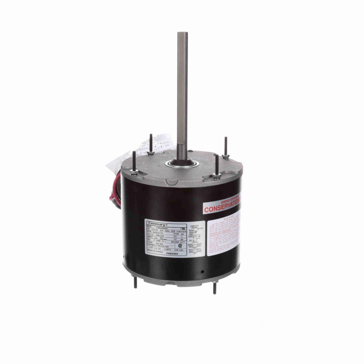 Century MASTERFIT™ Condenser Fan Motor, 1/3-1/6 HP, 1 Ph, 60 Hz, 208-230 V, 1075 RPM, 2 Speed, 48 Frame, TEAO - FSE6000
