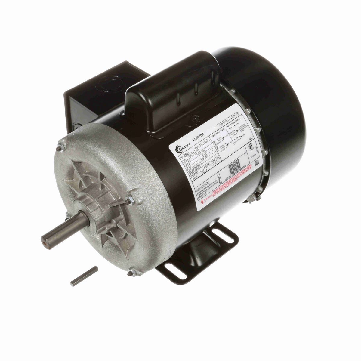 Century General Purpose Motor, 3/4 HP, 1 Ph, 60 Hz, 208-230/115 V, 3600 RPM, J56 Frame, TEFC - B664