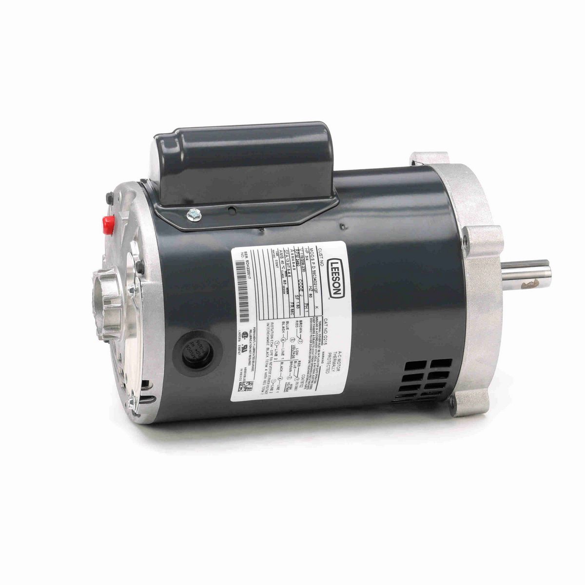 LEESON Fan and Blower Motor, 0.75 HP, 1 Ph, 60 Hz, 115/208-230 V, 3600 RPM, 56C Frame, DP - O215