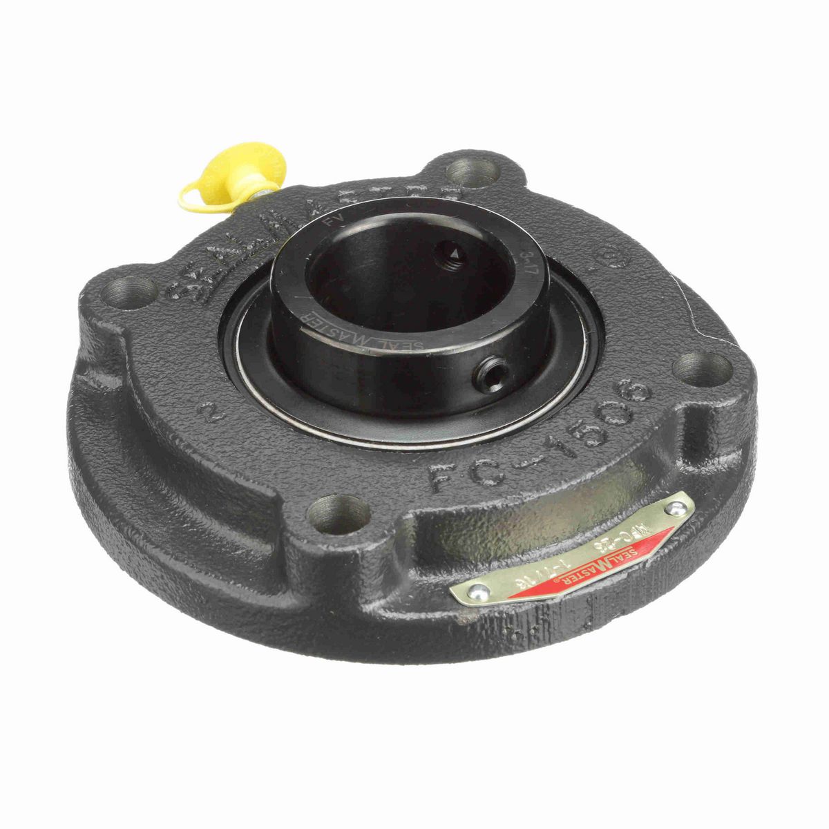 Sealmaster Mounted Cast Iron Flange Cartridge Ball Bearing - 52100 Bearing Steel, Black Oxided - Setscrew Lock - MFC-23