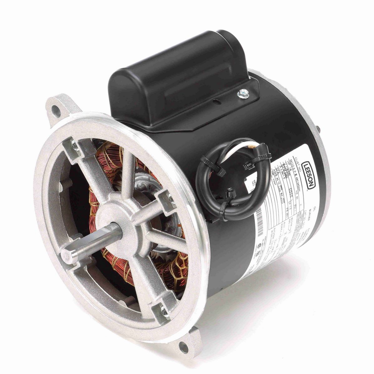 LEESON Fan and Blower Motor, 0.20 HP, 1 Ph, 60 Hz, 115/230 V, 3600 RPM, 48N Frame, SEMI ENCLOSED - O012