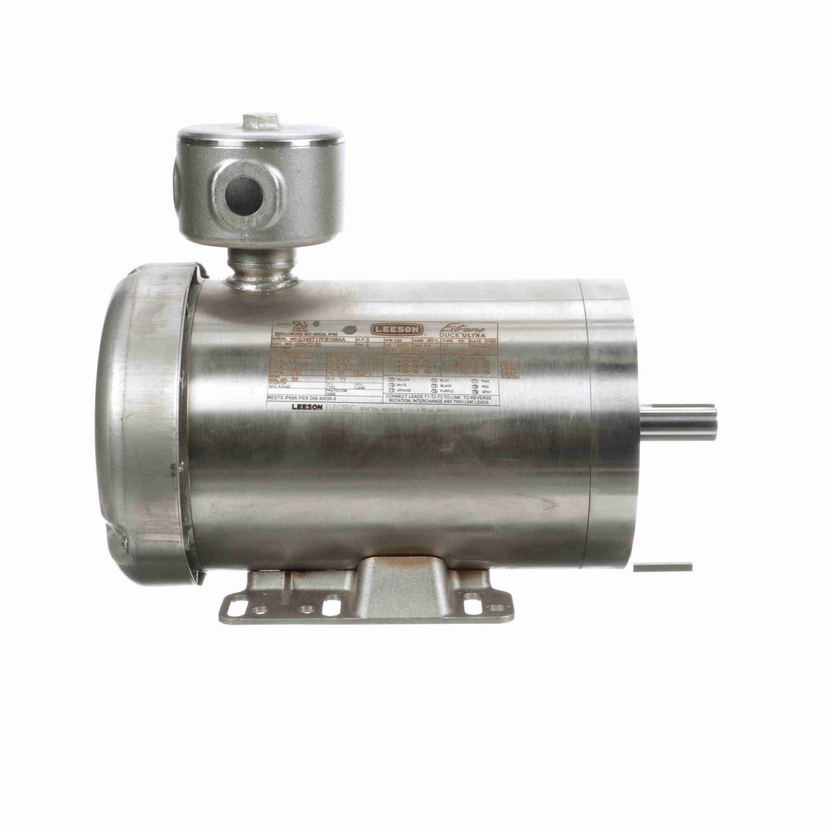 LEESON General Purpose Motor, 3 HP, 3 Ph, 60 Hz, 230/460 V, 1800 RPM, 145TC Frame, TEFC - 122472.00