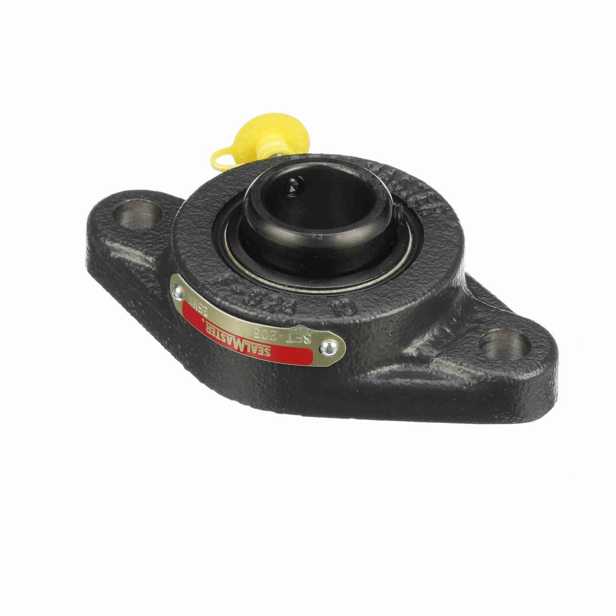 Sealmaster Mounted Cast Iron Two Bolt Flange Ball Bearing - 52100 Bearing Steel, Black Oxided - Setscrew Lock - SFT-205