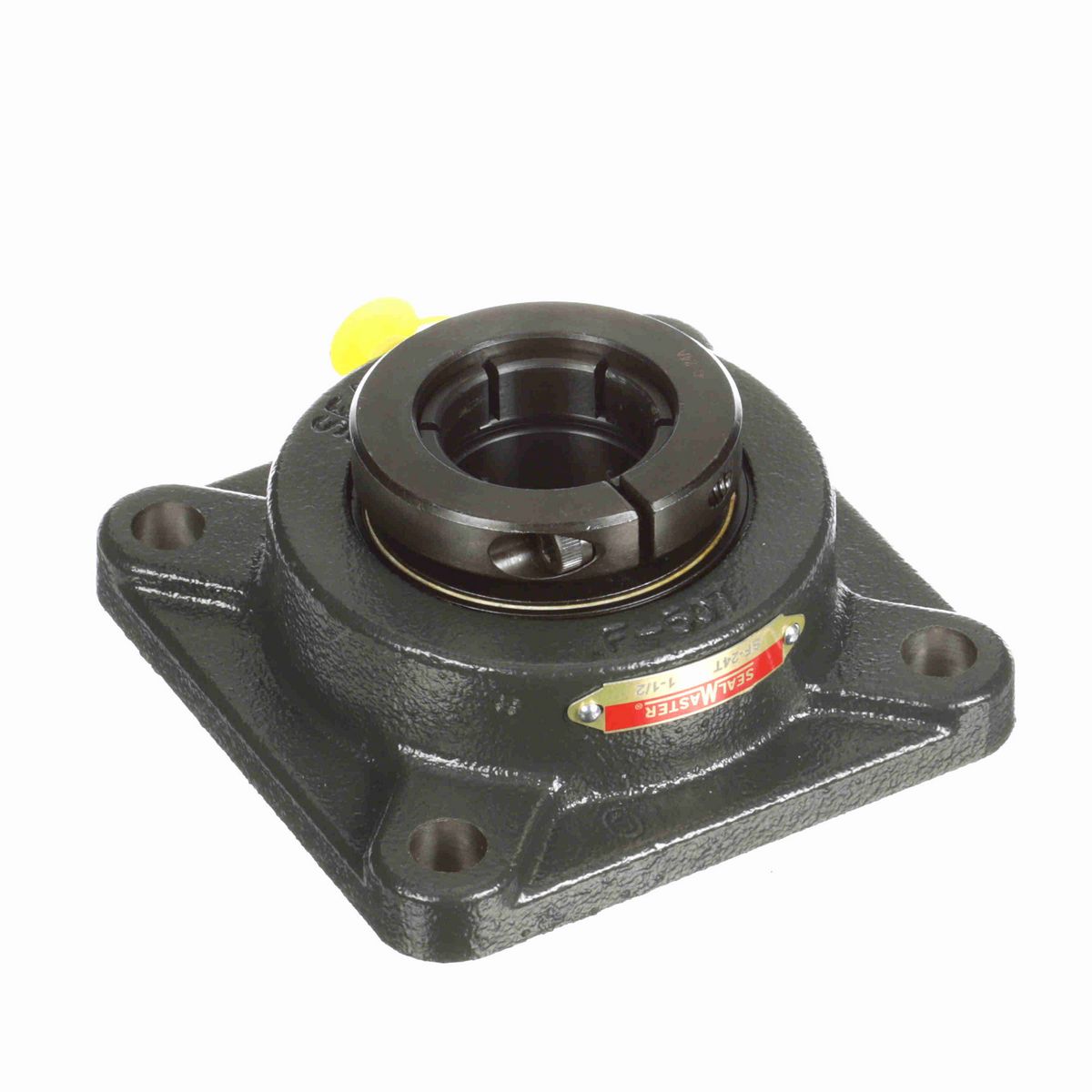 Sealmaster Mounted Cast Iron Four Bolt Flange Ball Bearing - 52100 Bearing Steel, Black Oxided - Concentric Lock - SF-24T