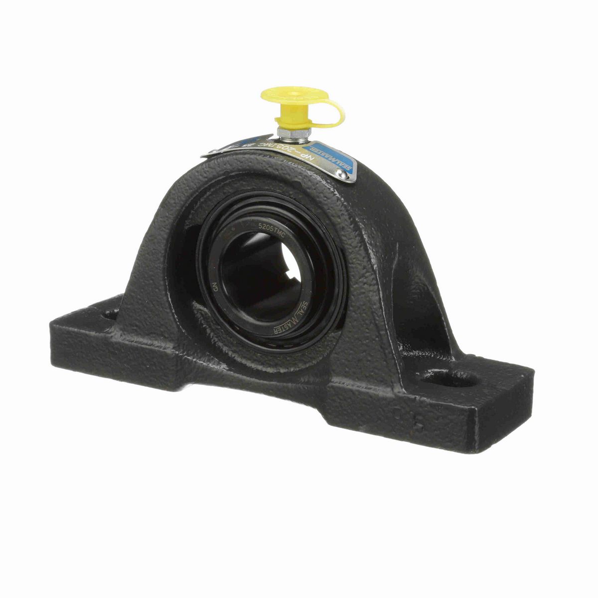 Sealmaster Mounted Cast Iron Two Bolt Pillow Block Ball Bearing - 52100 Bearing Steel, Black Oxided - Concentric Lock - NP-205TMC