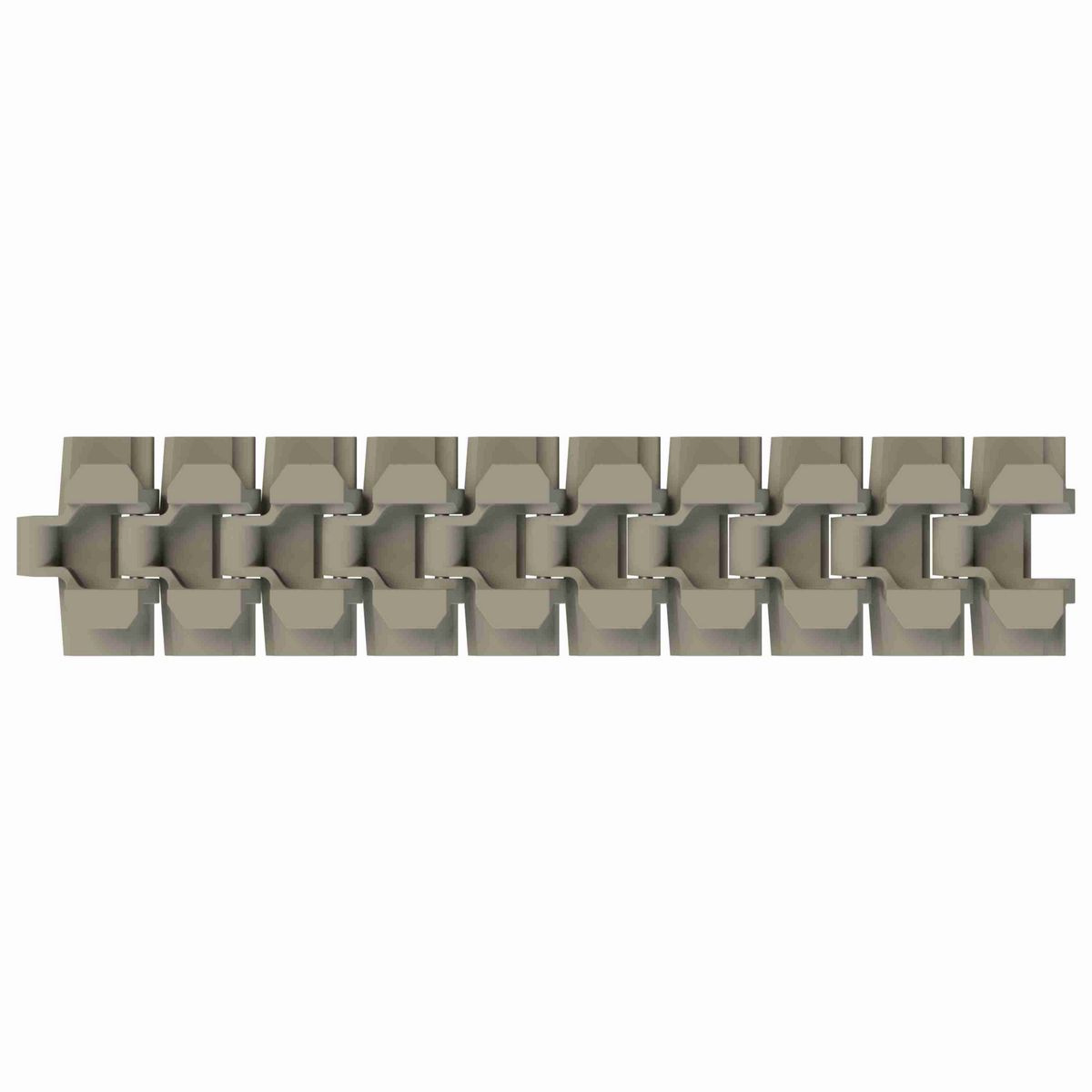 Rexnord 880TAB Side-flexing Solid Top, Material: Extreme Chemical Resistant (Grey), Width: 3.25in, Pitch: 1.5in - 81437091