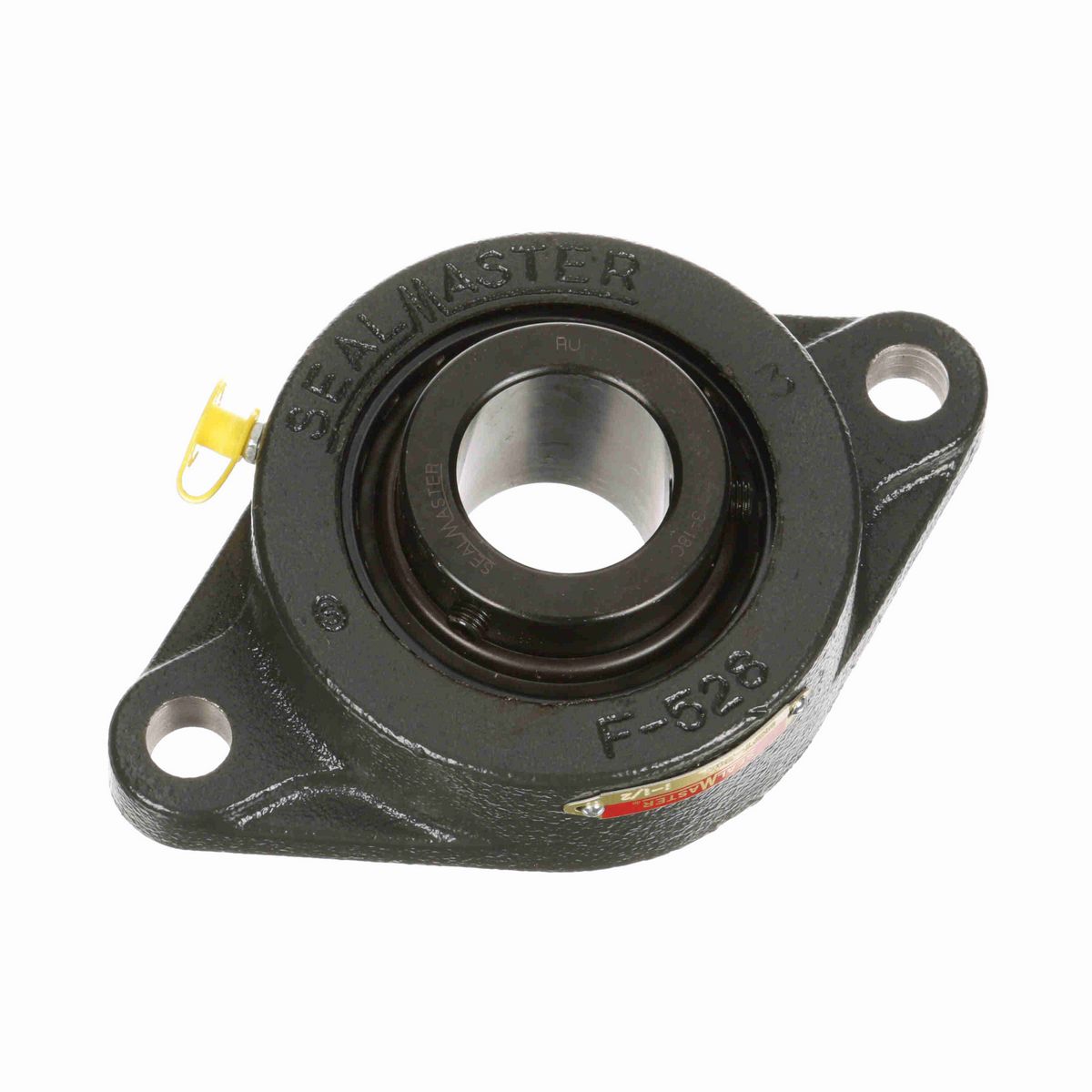 Sealmaster Mounted Cast Iron Two Bolt Flange Ball Bearing - 52100 Bearing Steel, Black Oxided - Setscrew Lock - MSFT-24C
