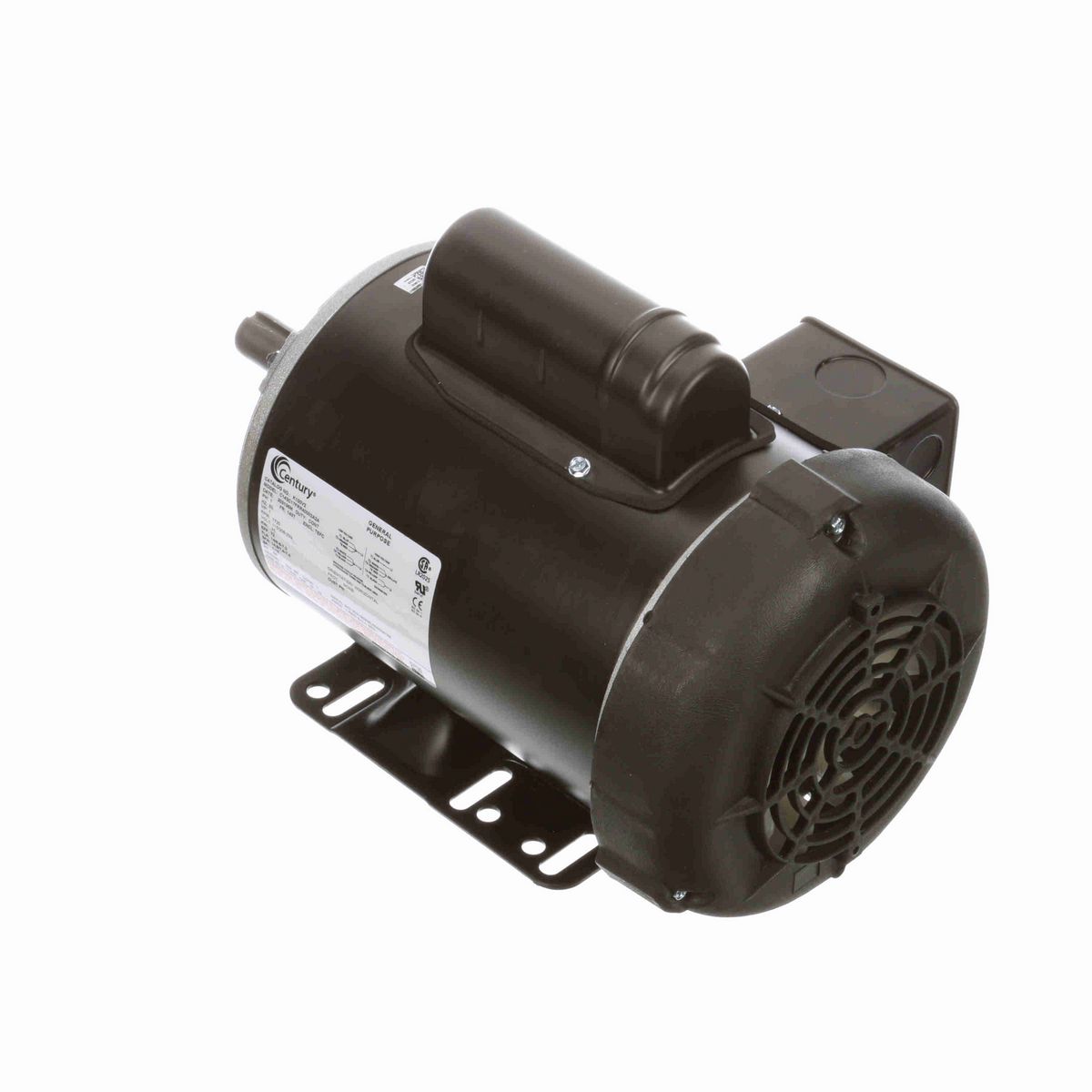 Century General Purpose Farm Duty Motor, 1 HP, 1 Ph, 60 Hz, 115/208-230 V, 1800 RPM, 143T Frame, TEFC - K100V2