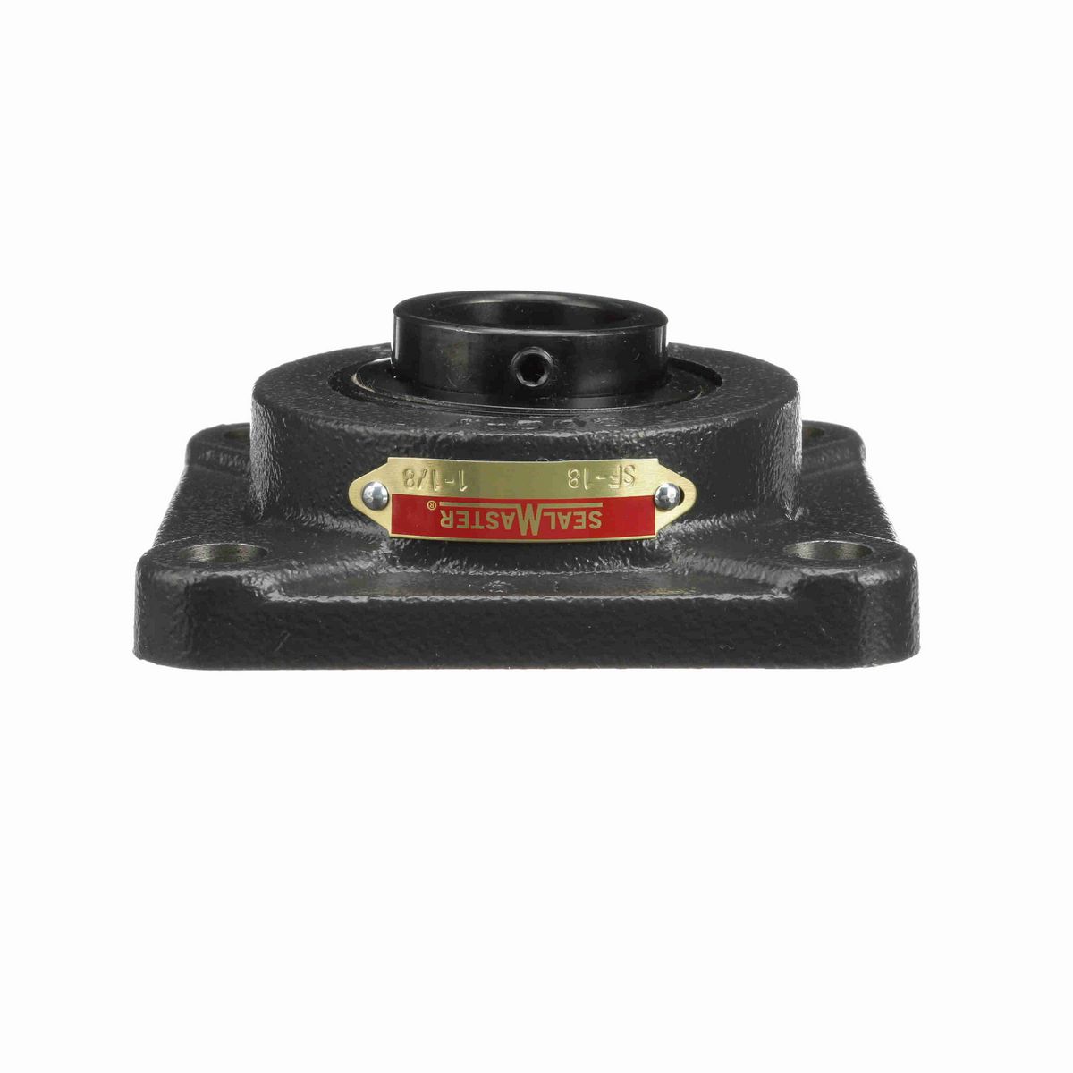 Sealmaster Mounted Cast Iron Four Bolt Flange Ball Bearing - 52100 Bearing Steel, Black Oxided - Setscrew Lock - SF-18