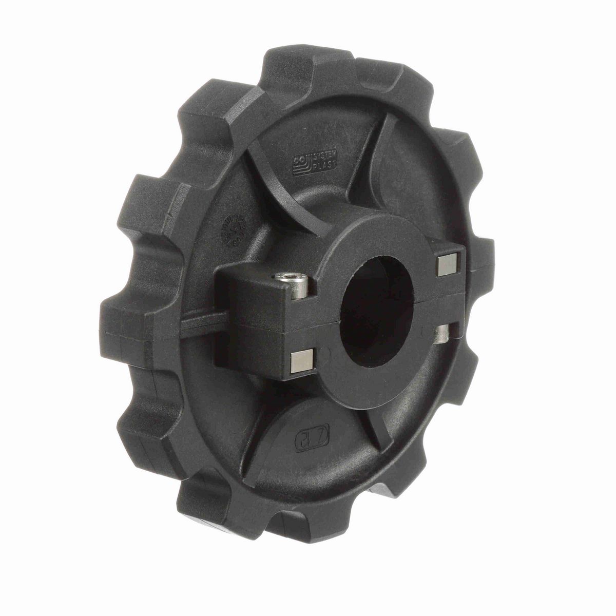 System Plast 882 Series Split Molded Sprocket with 12 Teeth, a 1-1/2in Round Shaft-Ready Bore and Setscrew - 882-12R1.5-DS-SS