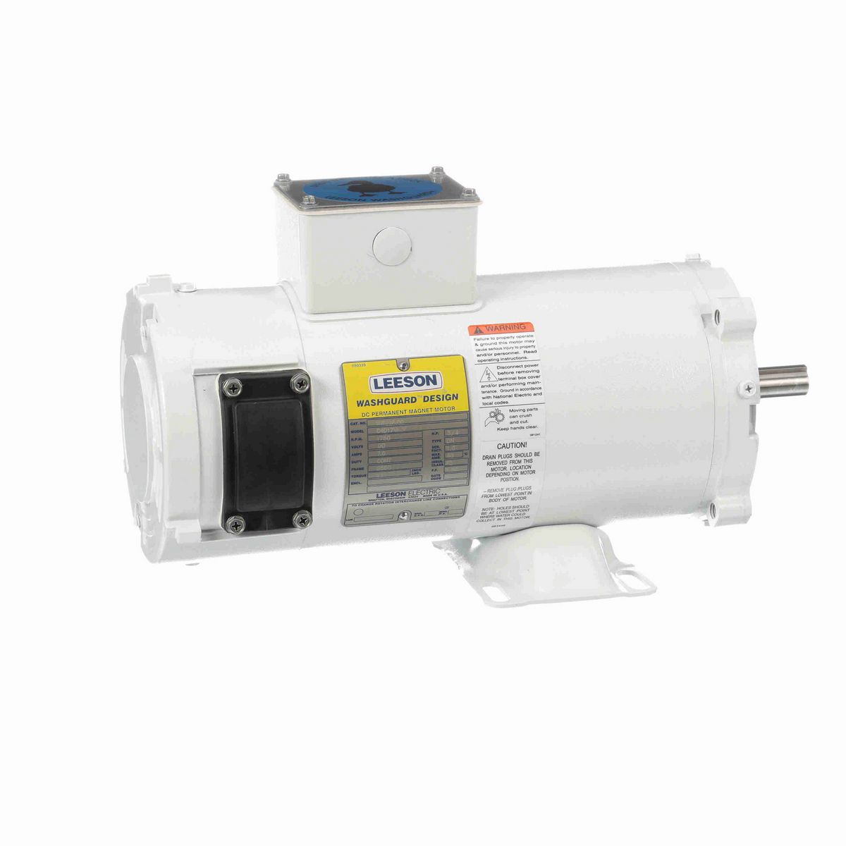LEESON White Duck™ Washdown Motor, 0.75 HP, 90 V, 1750 RPM, S56C Frame, TENV - 108228.00