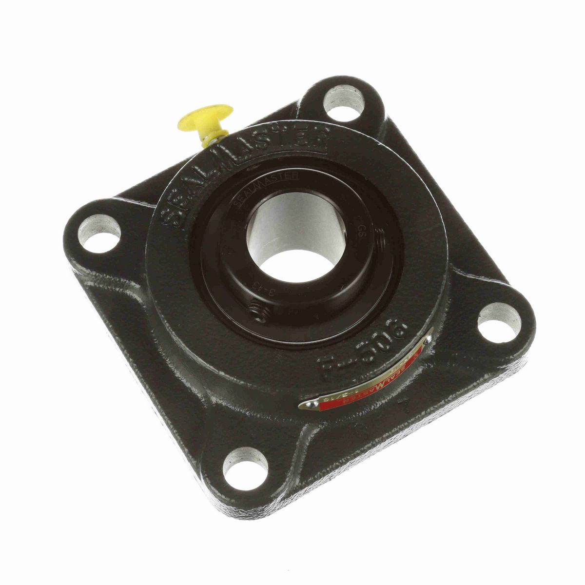 Sealmaster Mounted Cast Iron Four Bolt Flange Ball Bearing - 52100 Bearing Steel, Black Oxided - Setscrew Lock - MSF-19