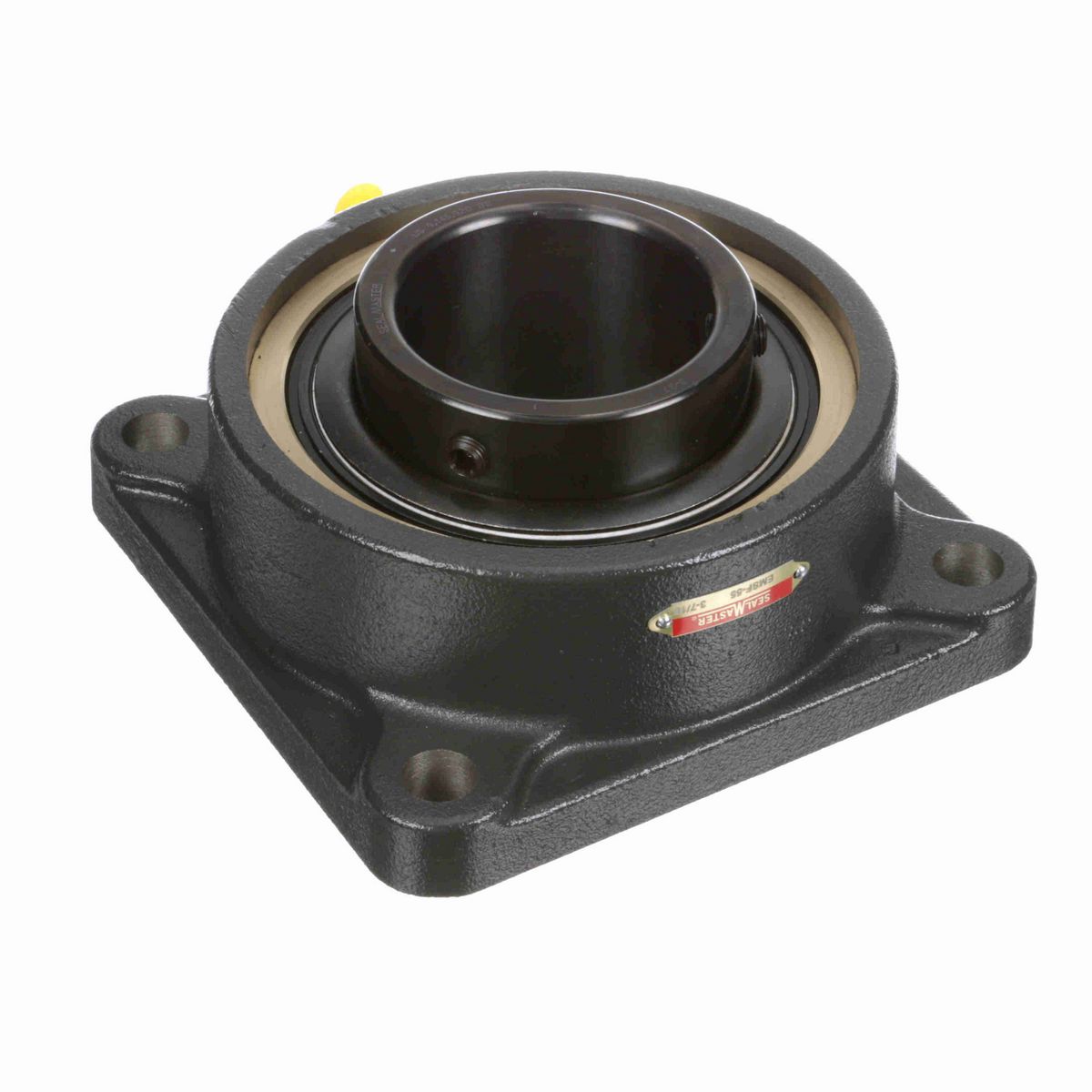 Sealmaster Mounted Cast Iron Four Bolt Flange Ball Bearing - 52100 Bearing Steel, Black Oxided - Setscrew Lock - EMSF-55