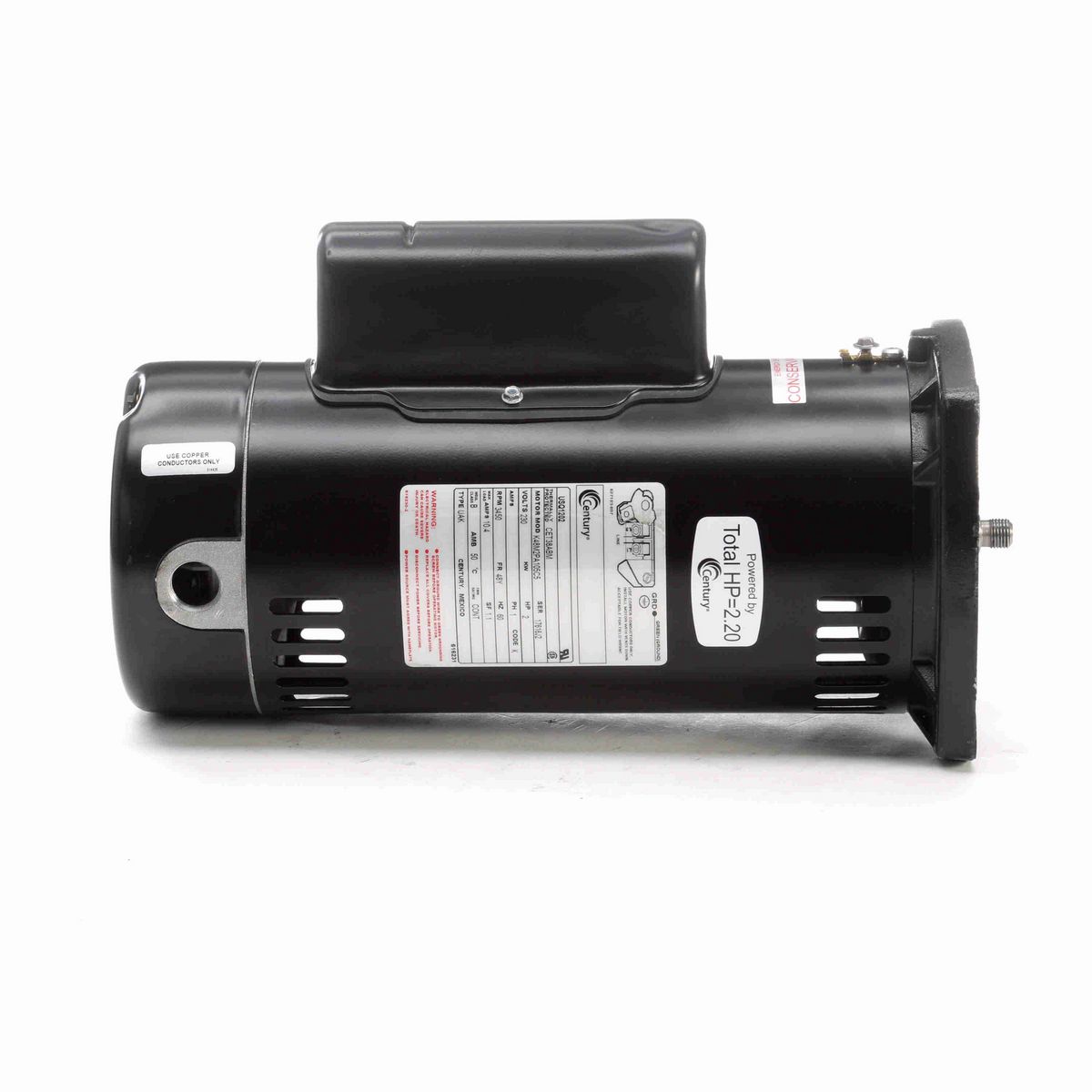Century Pool Pump Motor, 2 HP, 1 Ph, 60 Hz, 230 V, 3600 RPM, 48Y Frame, ODP - USQ1202