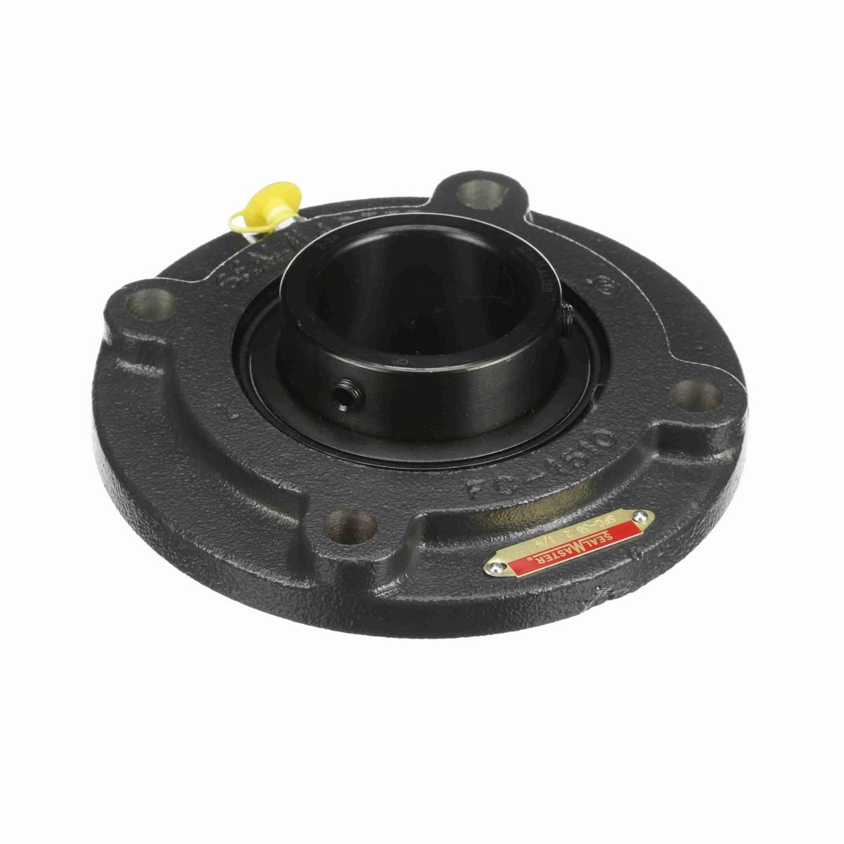 Sealmaster Mounted Cast Iron Flange Cartridge Ball Bearing - 52100 Bearing Steel, Black Oxided - Setscrew Lock - SFC-36