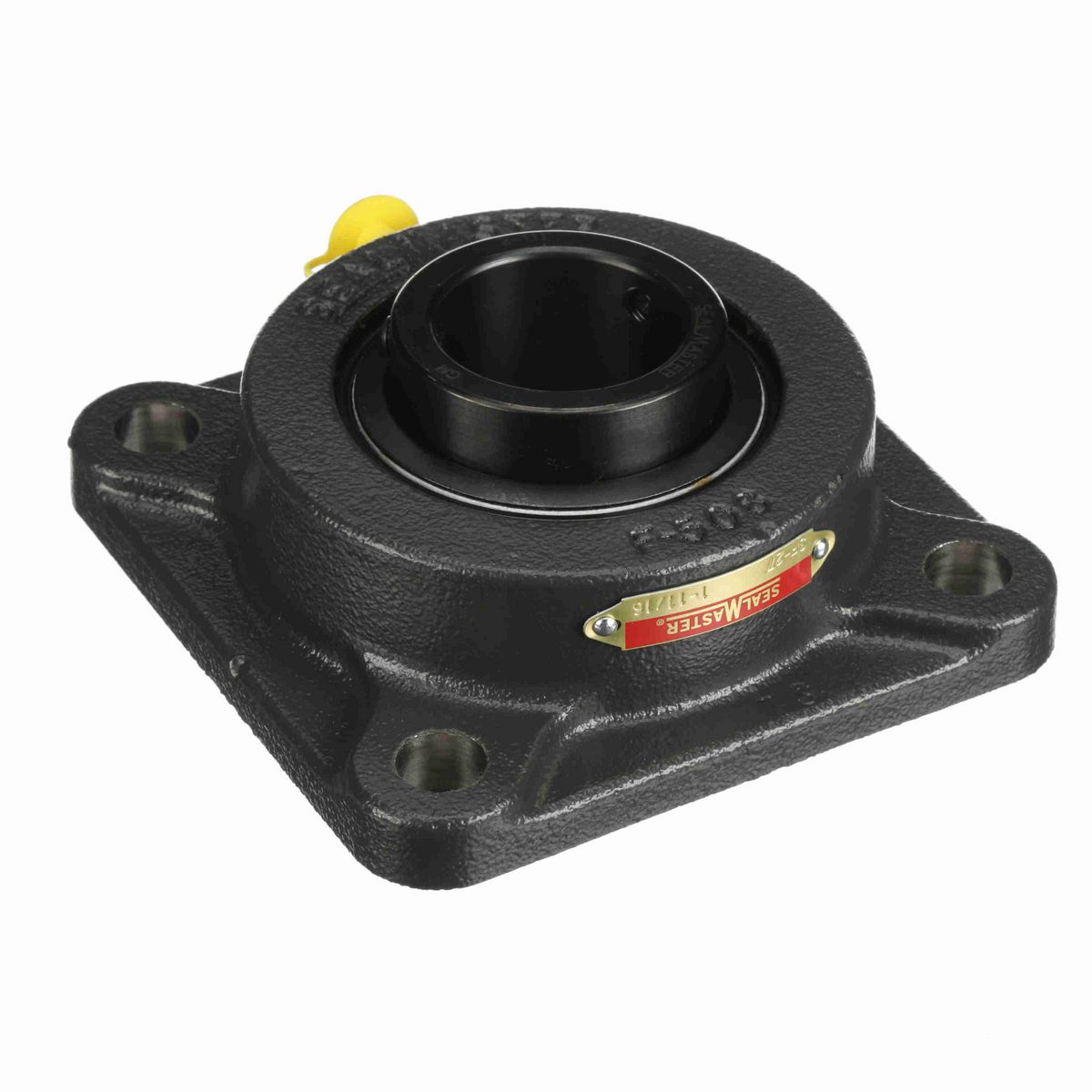 Sealmaster Mounted Cast Iron Four Bolt Flange Ball Bearing - 52100 Bearing Steel, Black Oxided - Setscrew Lock - SF-27