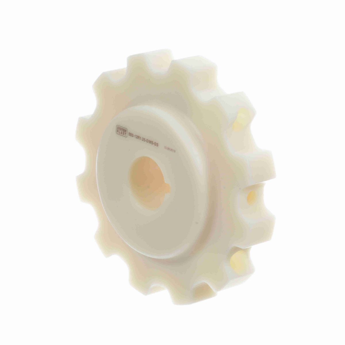 System Plast 882 Series Split Machined Sprocket with 12 Teeth, a 1-1/4in Round Shaft-Ready Bore and Setscrew - 882-12R1.25-DMS-SS