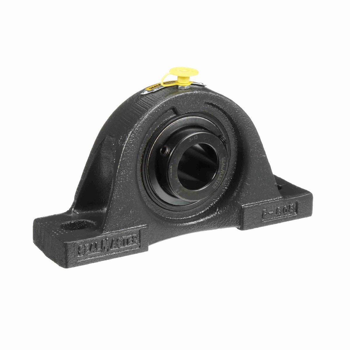 Sealmaster Mounted Cast Iron Two Bolt Pillow Block Ball Bearing - 52100 Bearing Steel, Black Oxided - Setscrew Lock - Air Handling Housing Fit, Noise Tested - SPM-19 CXU