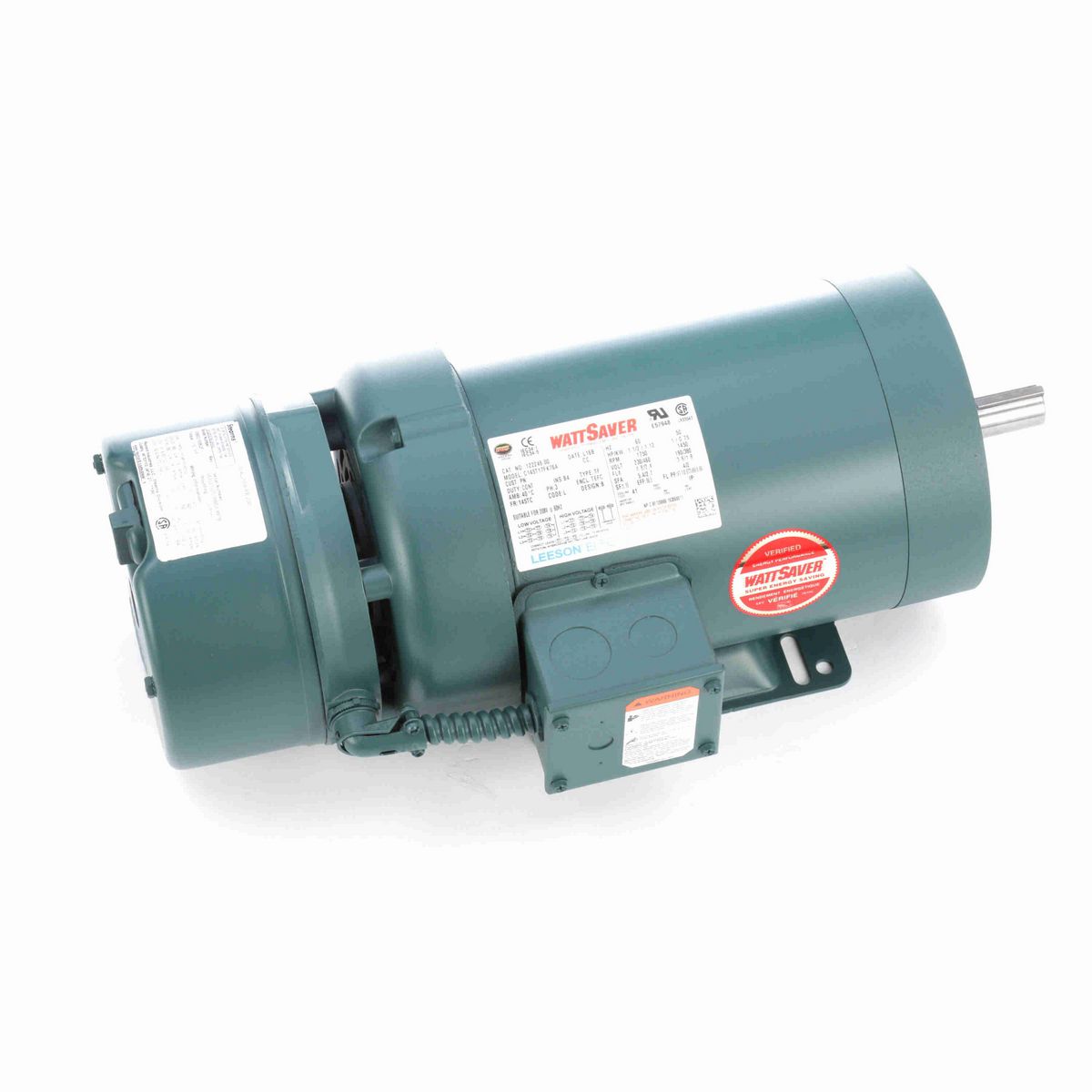 LEESON Brake Motor, 1.50 & 1 HP, 3 Ph, 60 & 50 Hz, 230/460 & 190/380 V, 1800 & 1500 RPM, 145TC Frame, TEFC - 122249.00