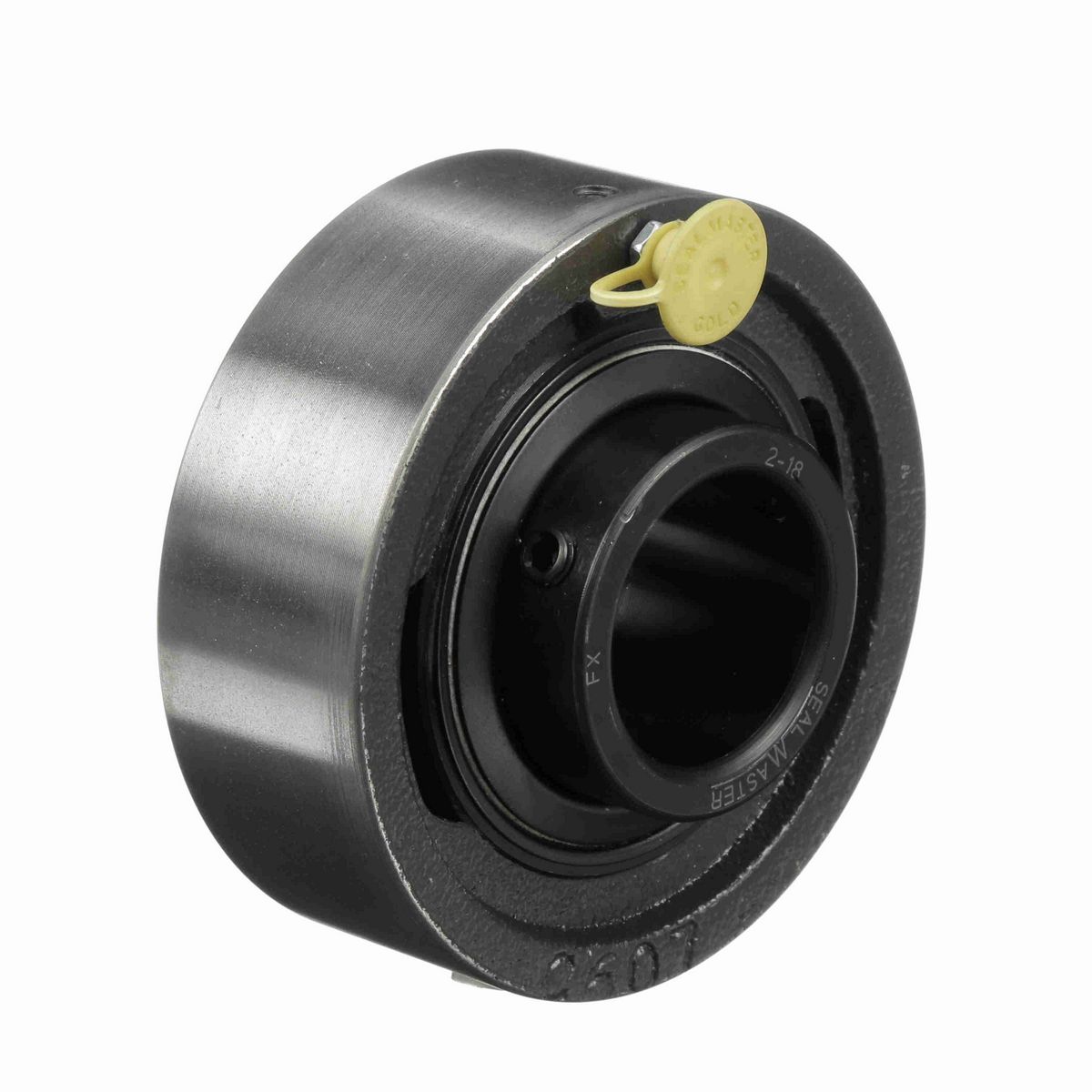 Sealmaster Mounted Cast Iron Cylindrical Cartridge Ball Bearing - 52100 Bearing Steel, Black Oxided - Setscrew Lock - SC-24