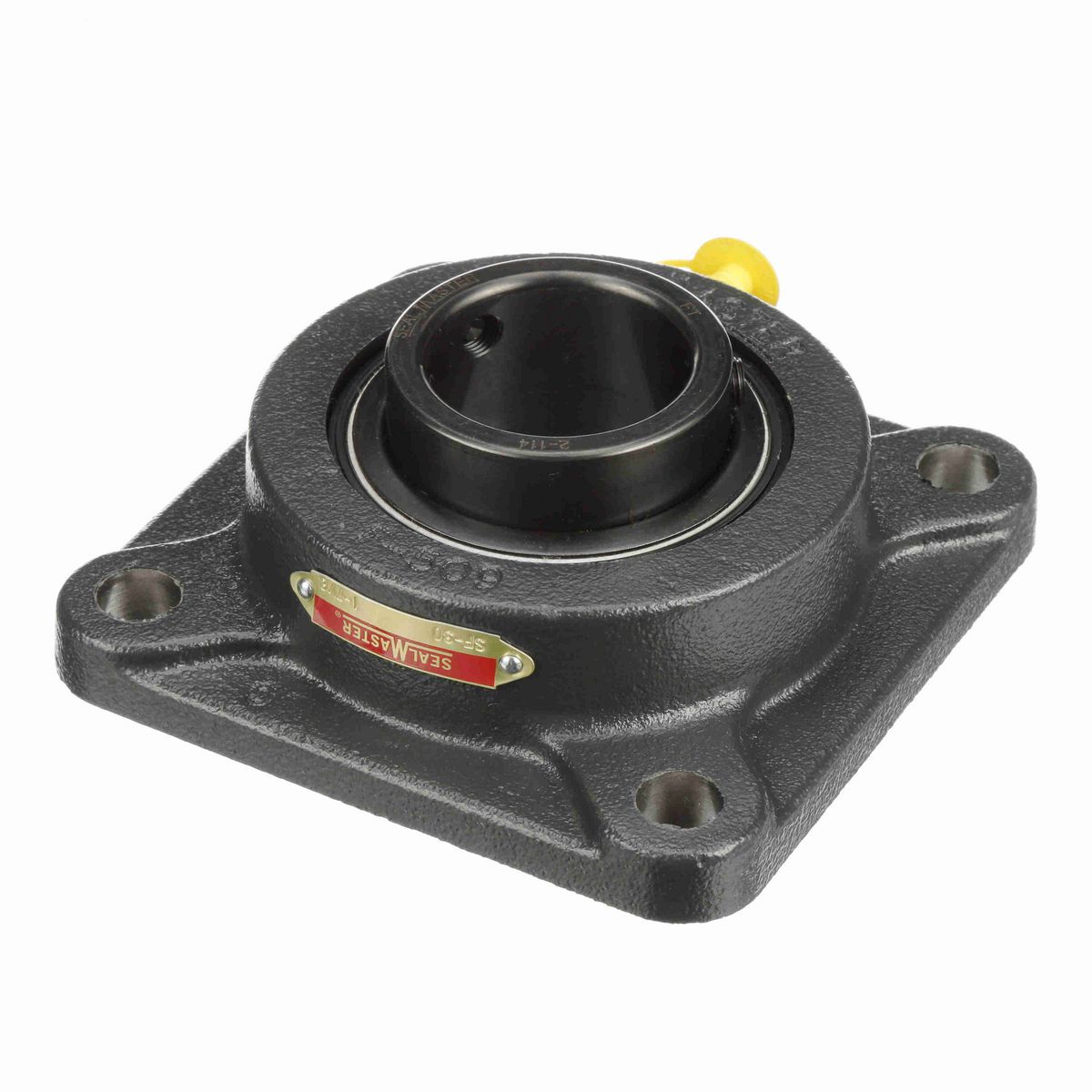 Sealmaster Mounted Cast Iron Four Bolt Flange Ball Bearing - 52100 Bearing Steel, Black Oxided - Setscrew Lock - SF-30