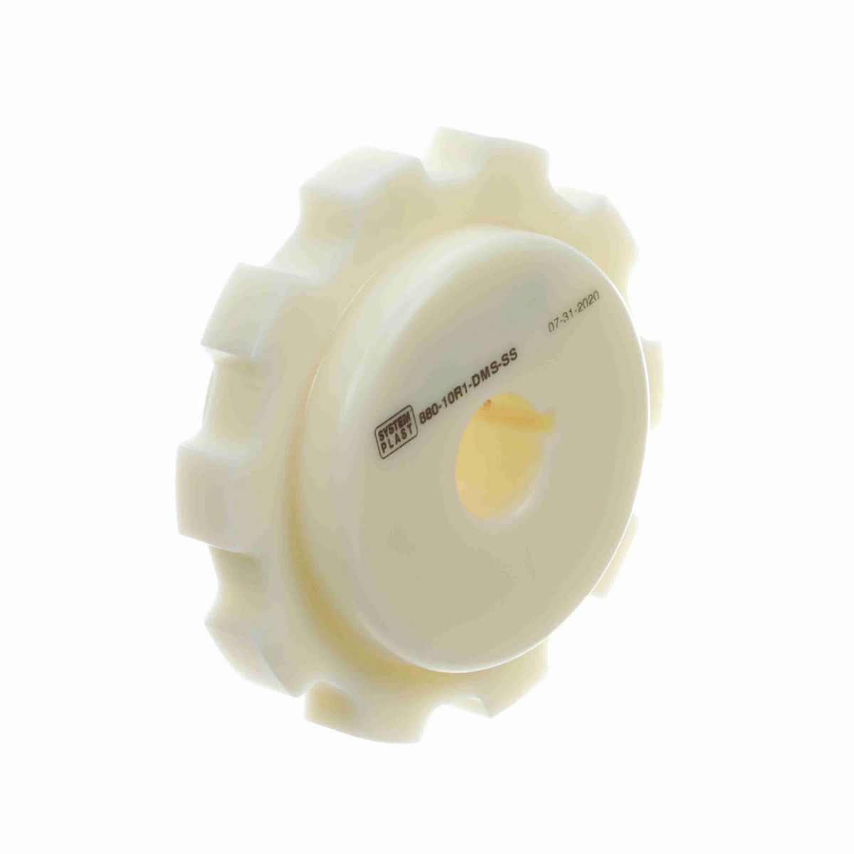 System Plast 880 Series Split Machined Sprocket with 10 Teeth, a 1in Round Shaft-Ready Bore and Setscrew - 880-10R1-DMS-SS