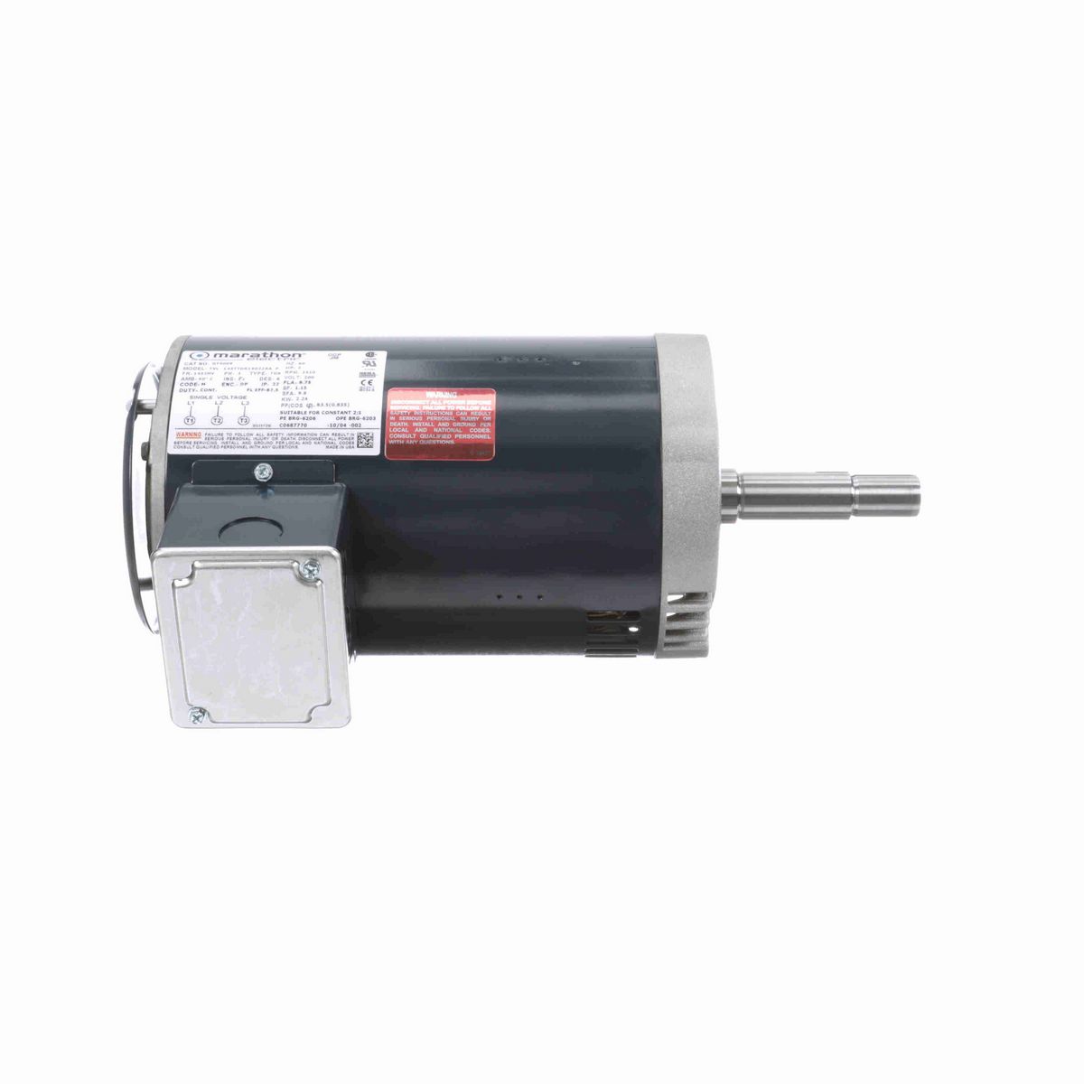 LEESON Close-Coupled Pump Motor, 3 HP, 3 Ph, 60 Hz, 200 V, 3600 RPM, 145JMV Frame, DP - GT4009