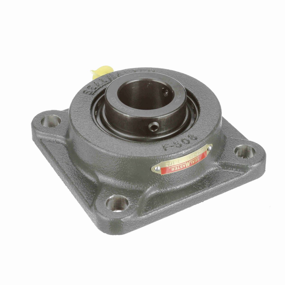 Sealmaster Mounted Cast Iron Four Bolt Flange Ball Bearing - 52100 Bearing Steel, Black Oxided - Setscrew Lock - MSF-24C