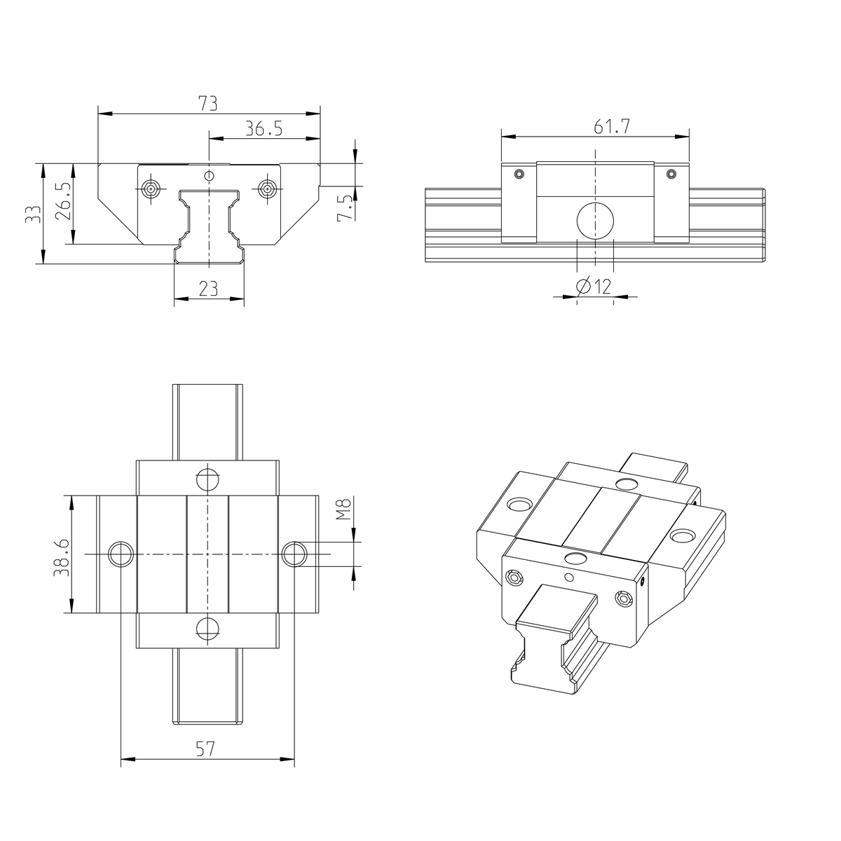 Шариковая каретка из углеродистой стали Bosch Rexroth KWC-025-FKN-C0-N-2 [R166329410]
