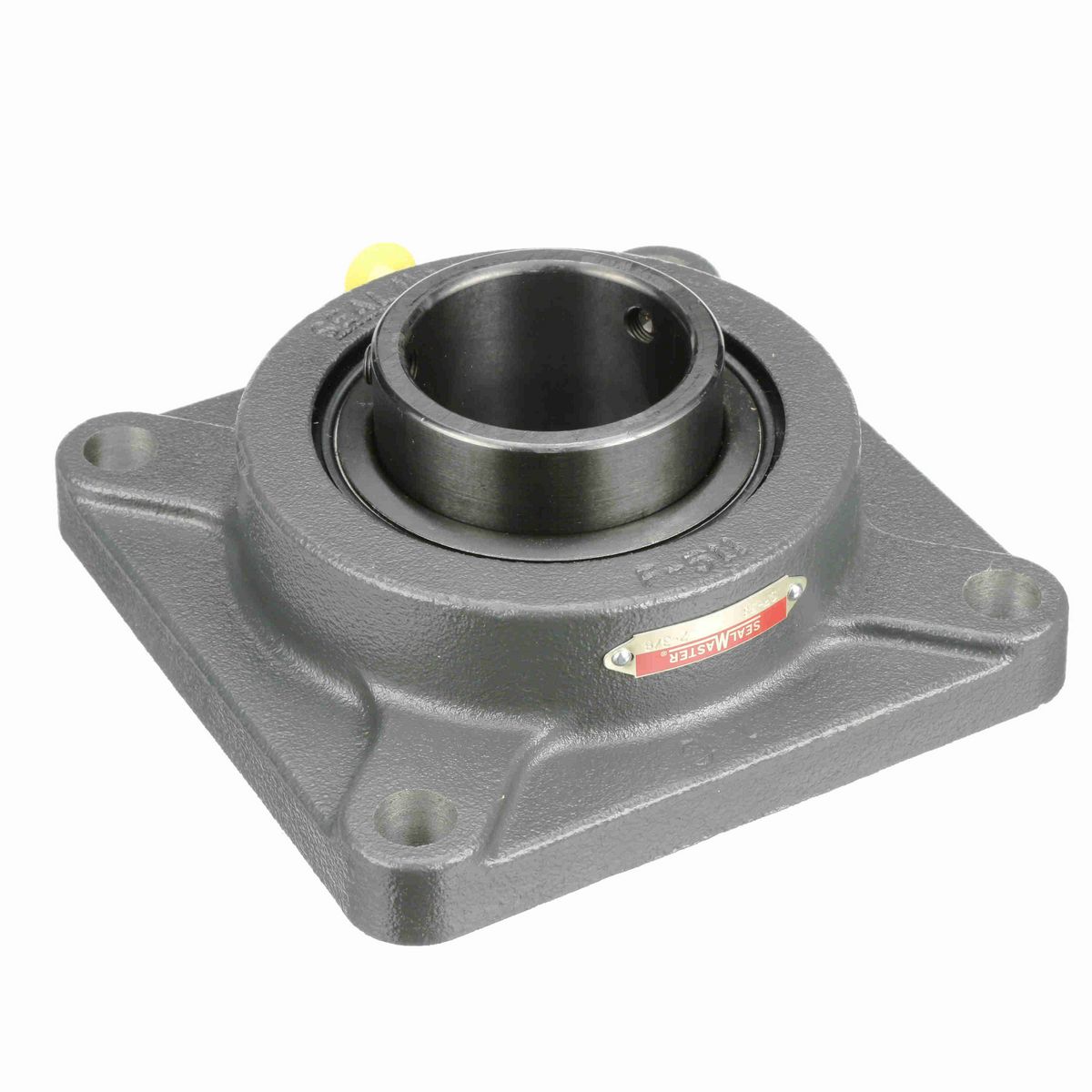 Sealmaster Mounted Cast Iron Four Bolt Flange Ball Bearing - 52100 Bearing Steel, Black Oxided - Setscrew Lock - SF-38