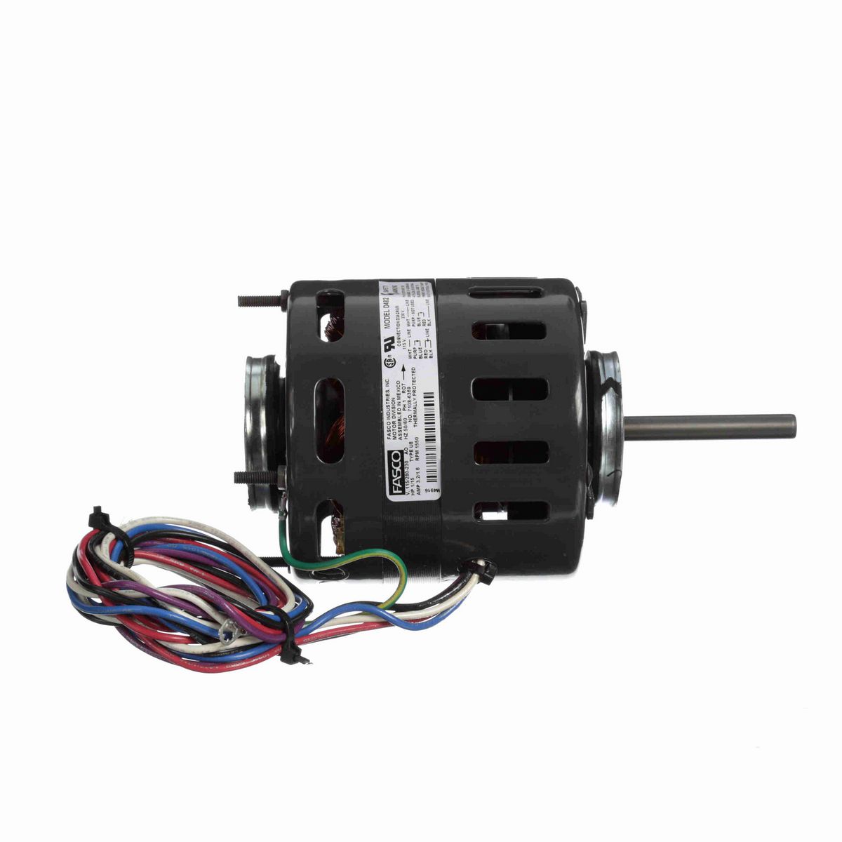 FASCO Refrigeration Motor, 1/15 HP, 1 Ph, 50/60 Hz, 115/208-230 V, 1550 RPM, 1 Speed, 4.4" Diameter, OAO - D482