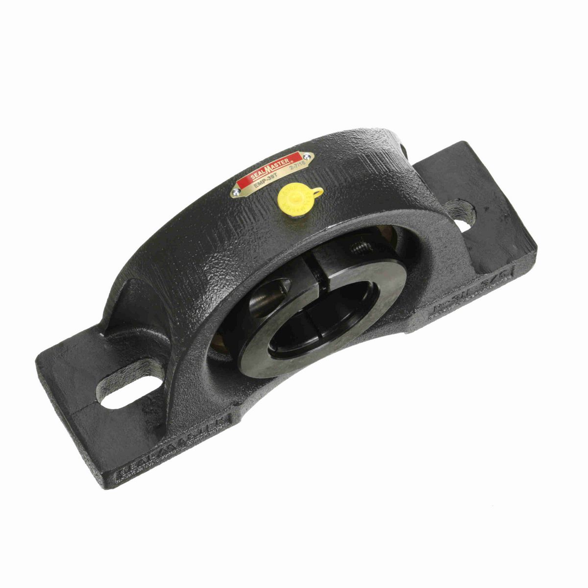 Sealmaster Mounted Cast Iron Two Bolt Pillow Block Ball Bearing - 52100 Bearing Steel, Black Oxided - Concentric Lock - EMP-39T